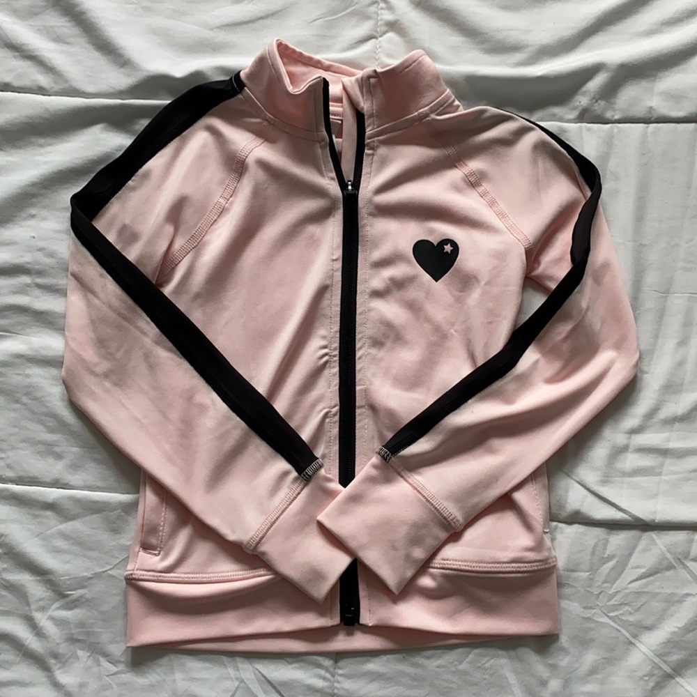 Ideology Pink with Black Strip, zip up jacket 4T